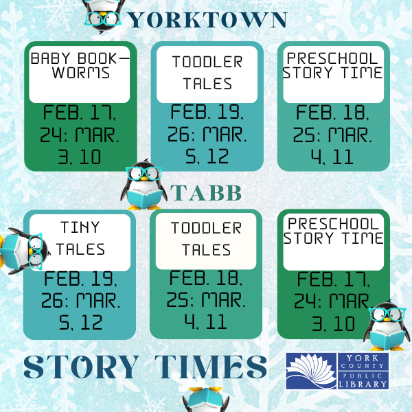 Register now for Story Times beginning the week of February 16