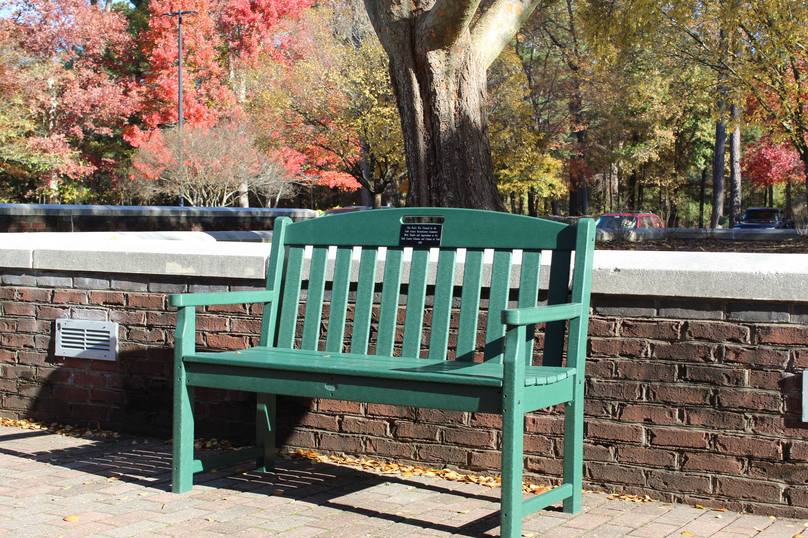 This is an image of a Trex Bench at the Tabb Library