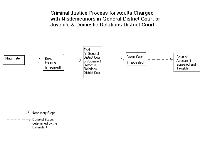 A flow chart showing procedures in misdemeanor cases.