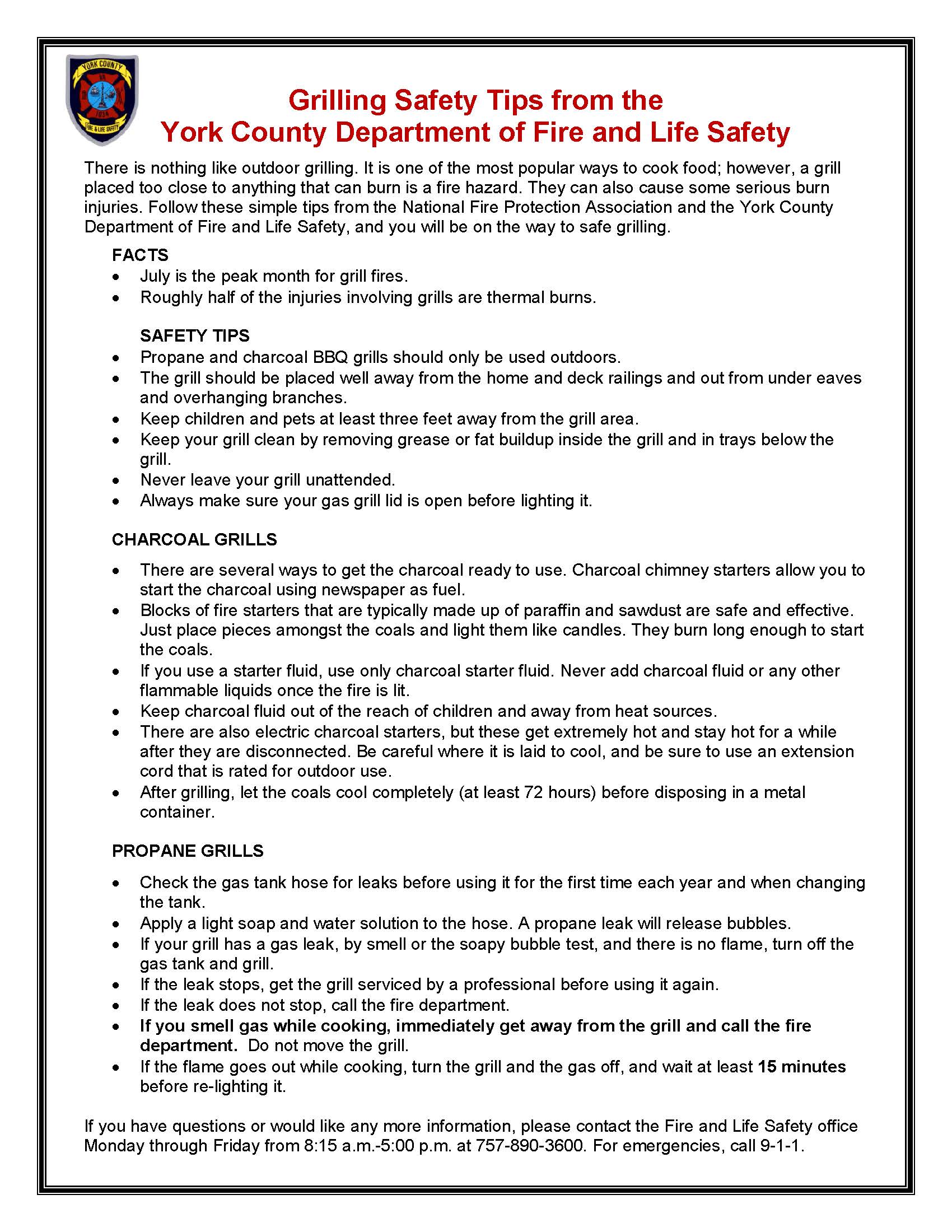 Grilling Safety Tips from YCFLS 