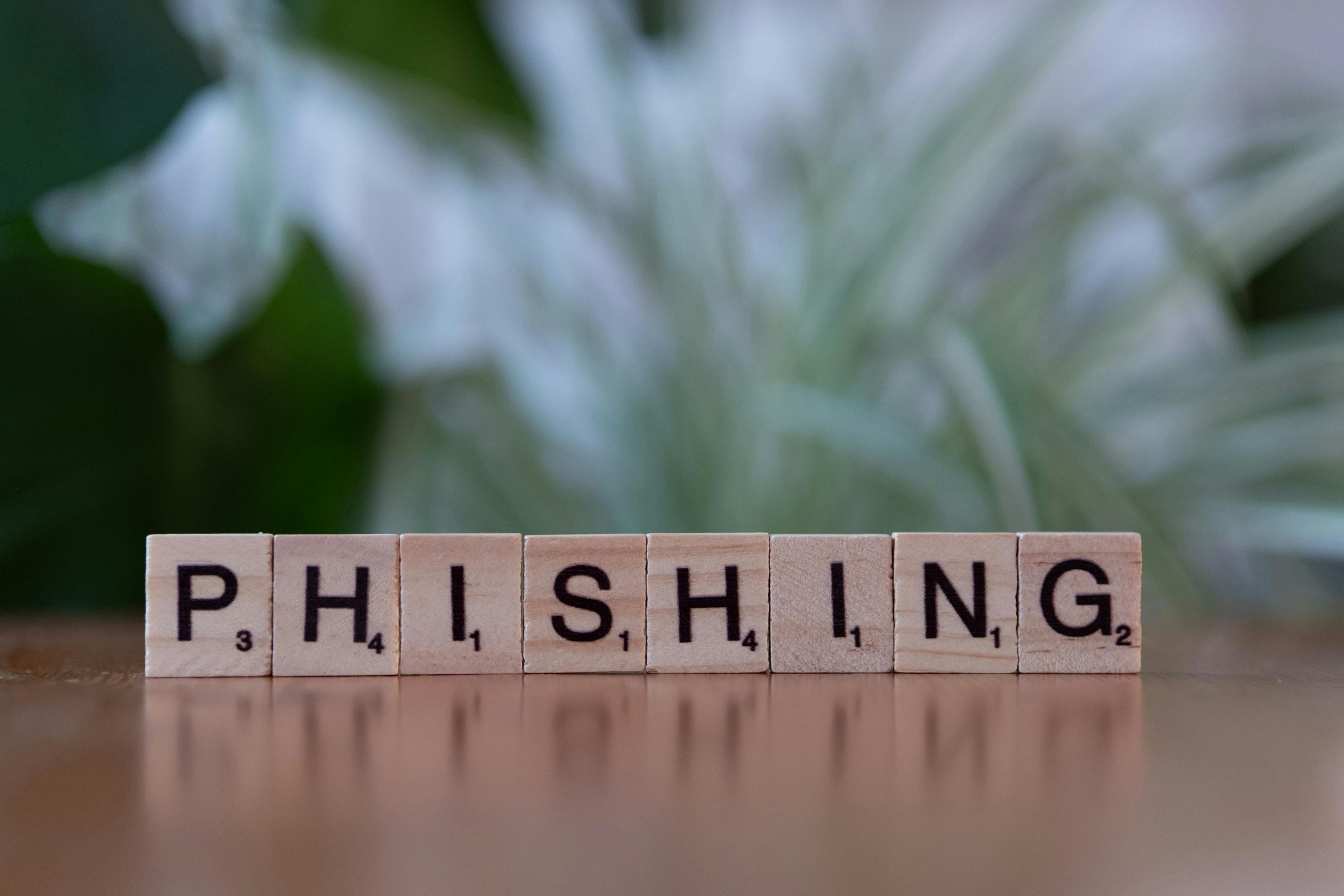 scrabble tiles that spell phishing